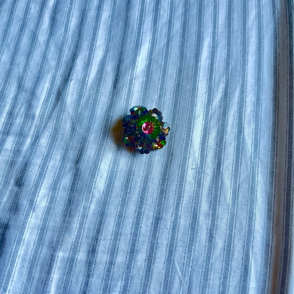 Multicolor Crystal Flower Brooch